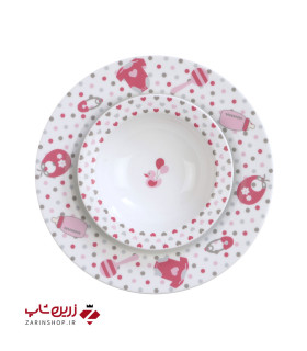 سرویس چینی 5 پارچه کودک نیوبرن صورتی