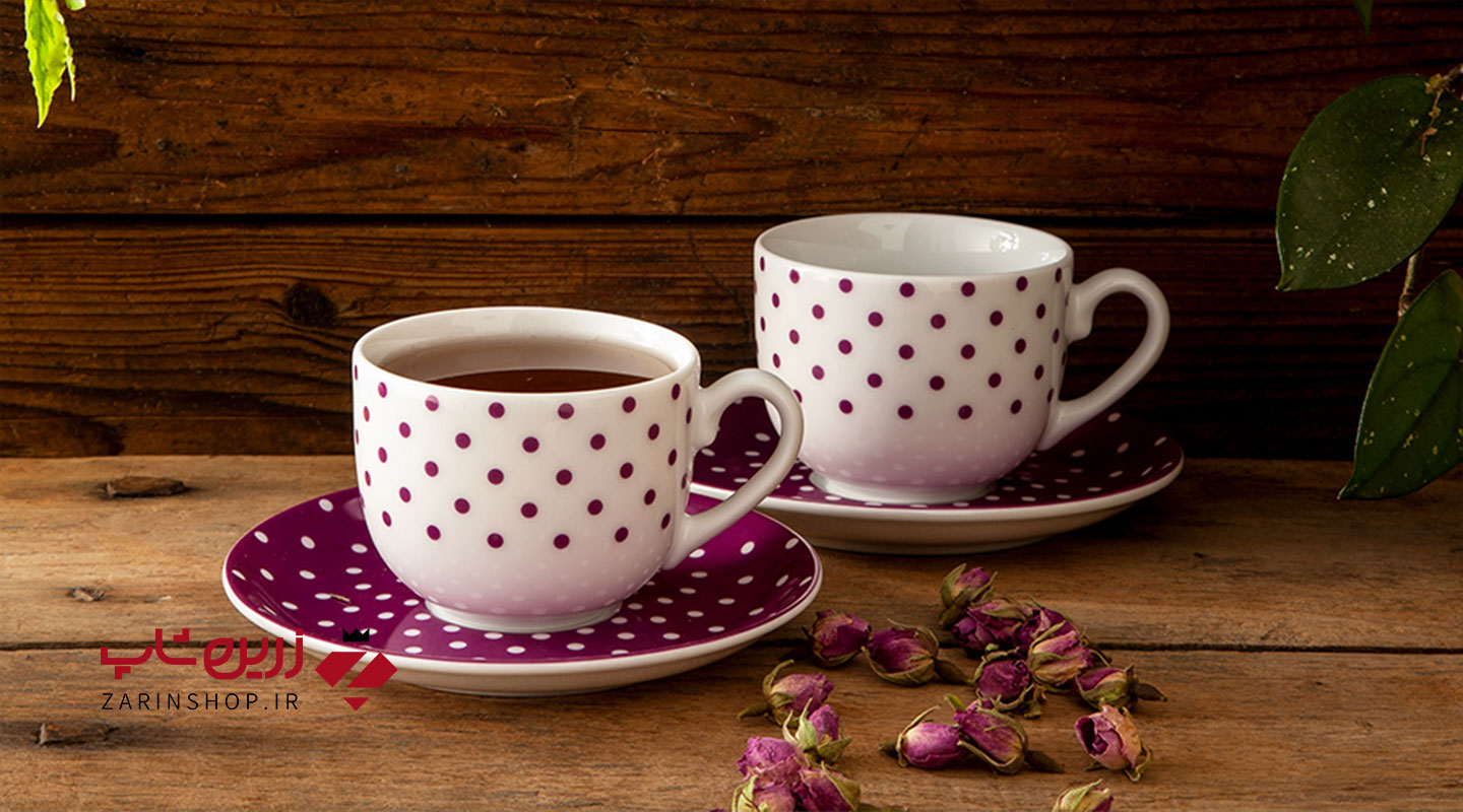 سرویس چینی 12 پارچه چای خوری اسپاتی بنفش