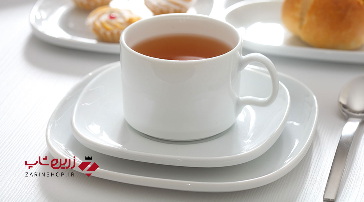 سرویس چینی 12 پارچه چای خوری سفید