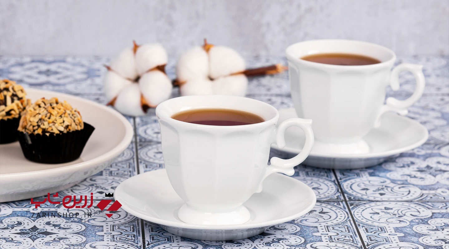 سرویس چینی 12 پارچه قهوه خوری سفید
