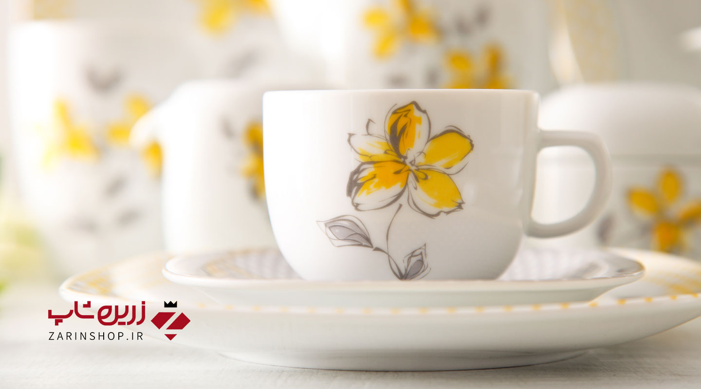 سرویس چینی 12 پارچه چای خوری والنسیا زرد