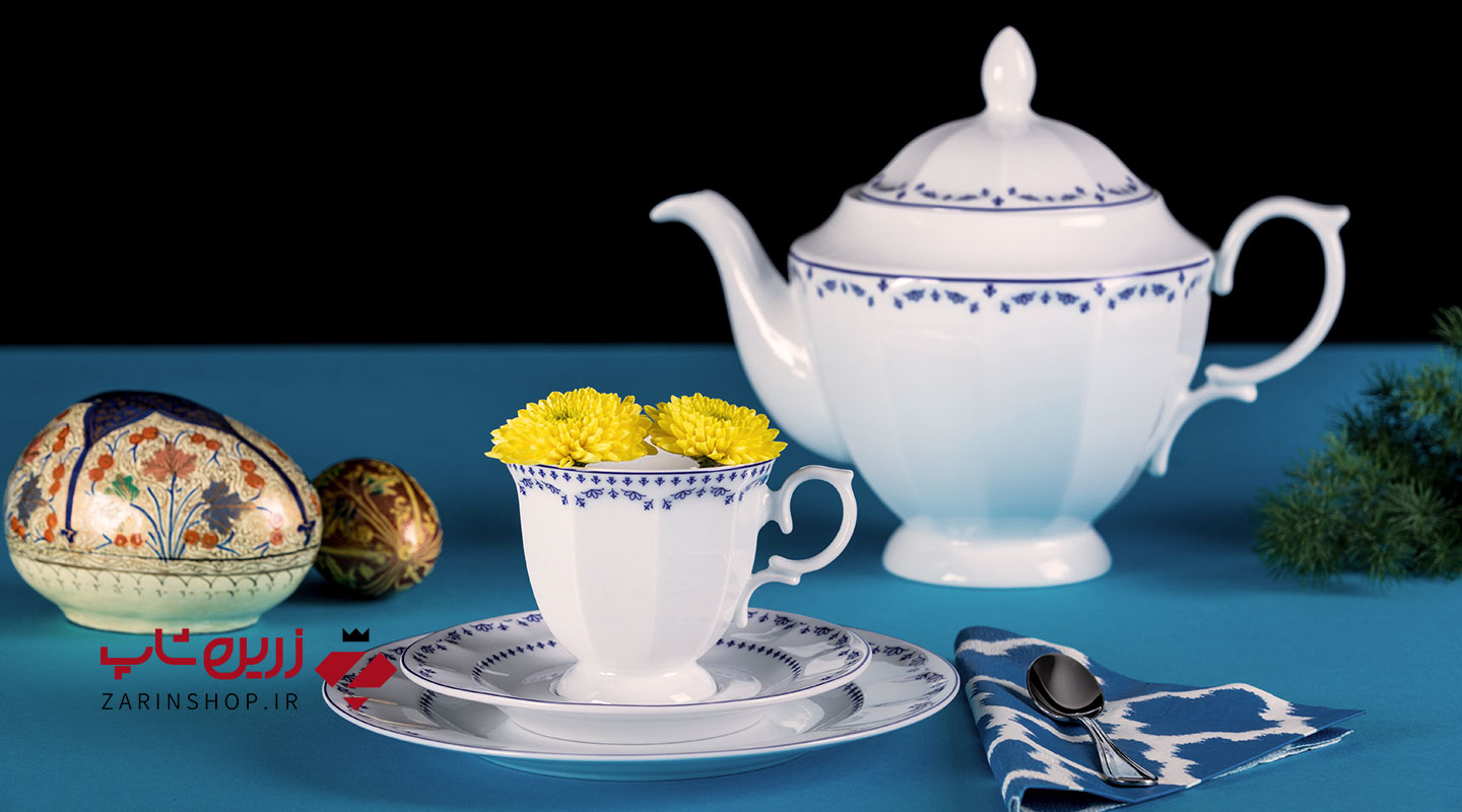 سرویس چینی 17 پارچه چای خوری فرانسیس سرمه ای