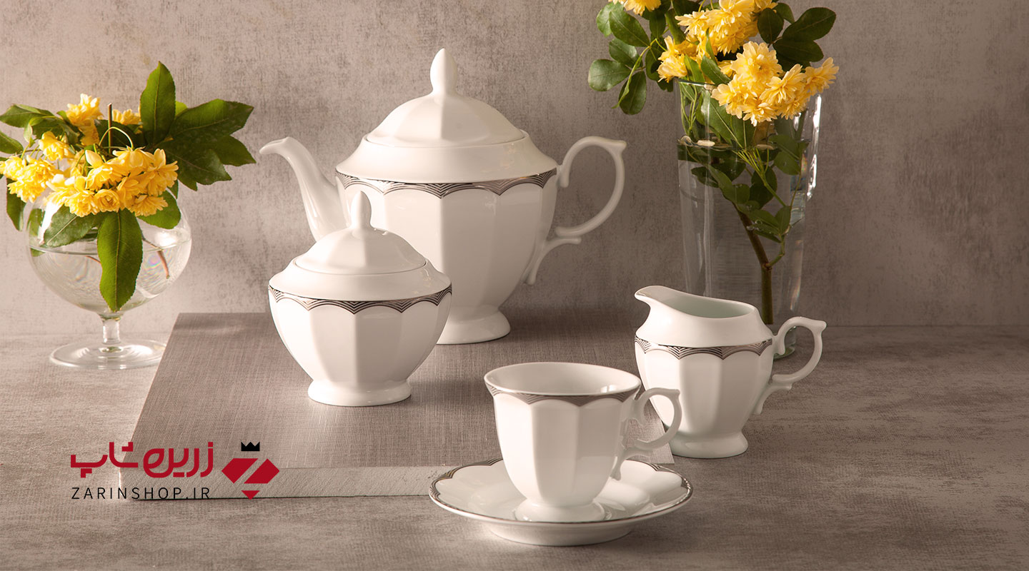 سرویس چینی 17 پارچه چای خوری ایساتیس پلاتینی