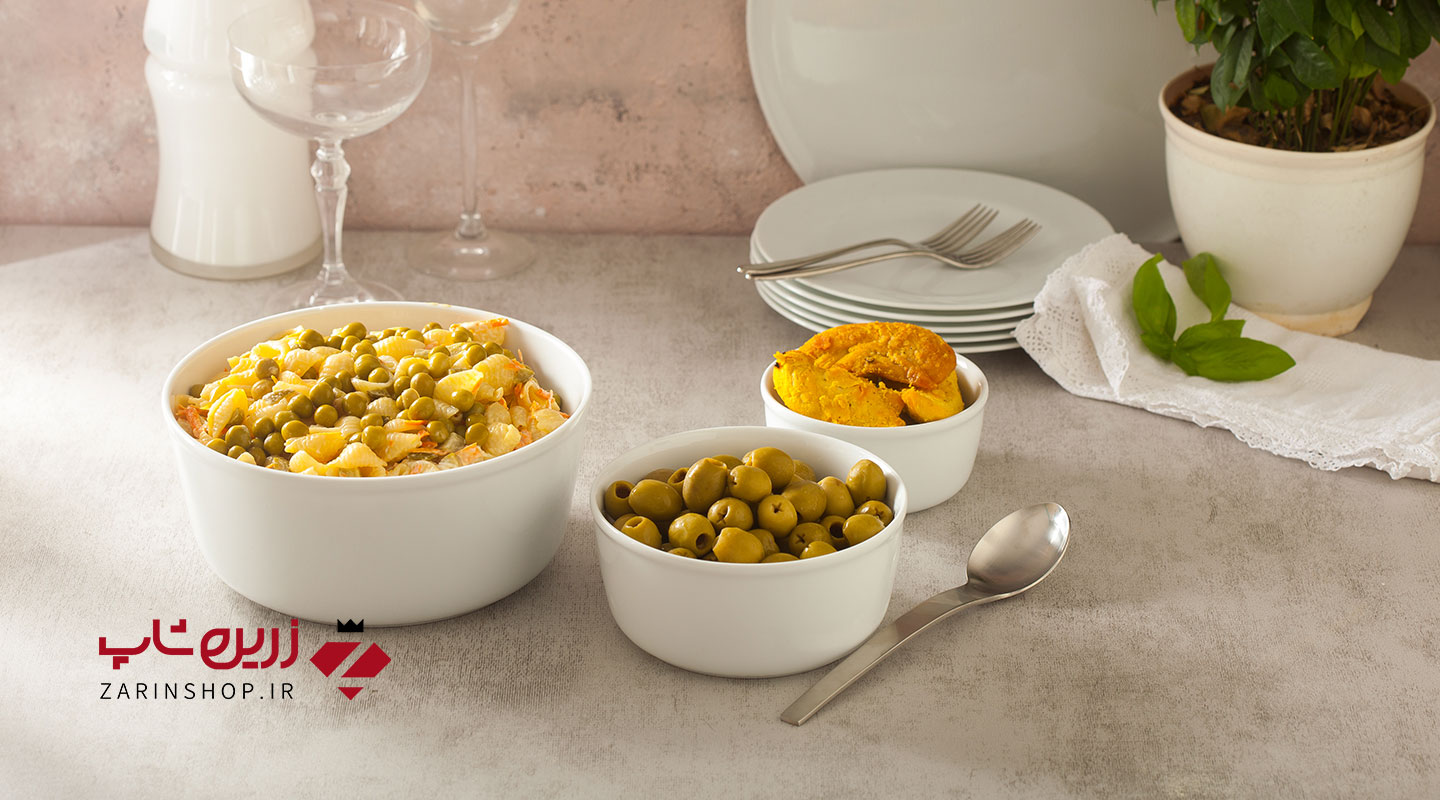 سرویس 3 پارچه پیاله بدون لبه آشپزخانه سفید