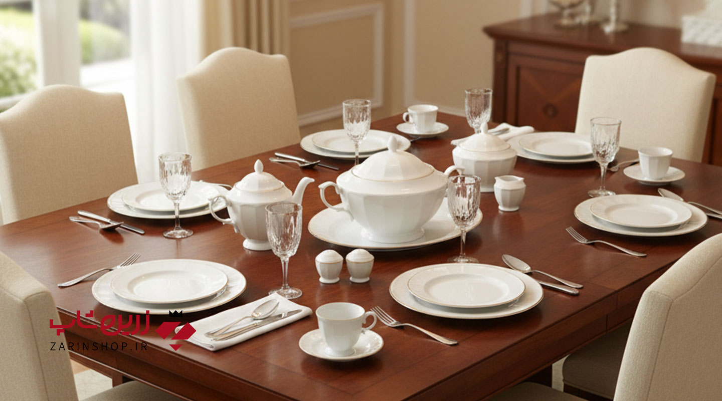 سرویس چینی 83 پارچه نئوکلاسیک زرین رزگلد