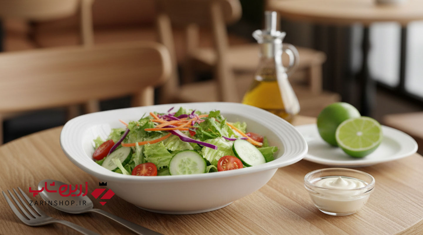 سالادخوری 18 سانتیمتری مربع سفید