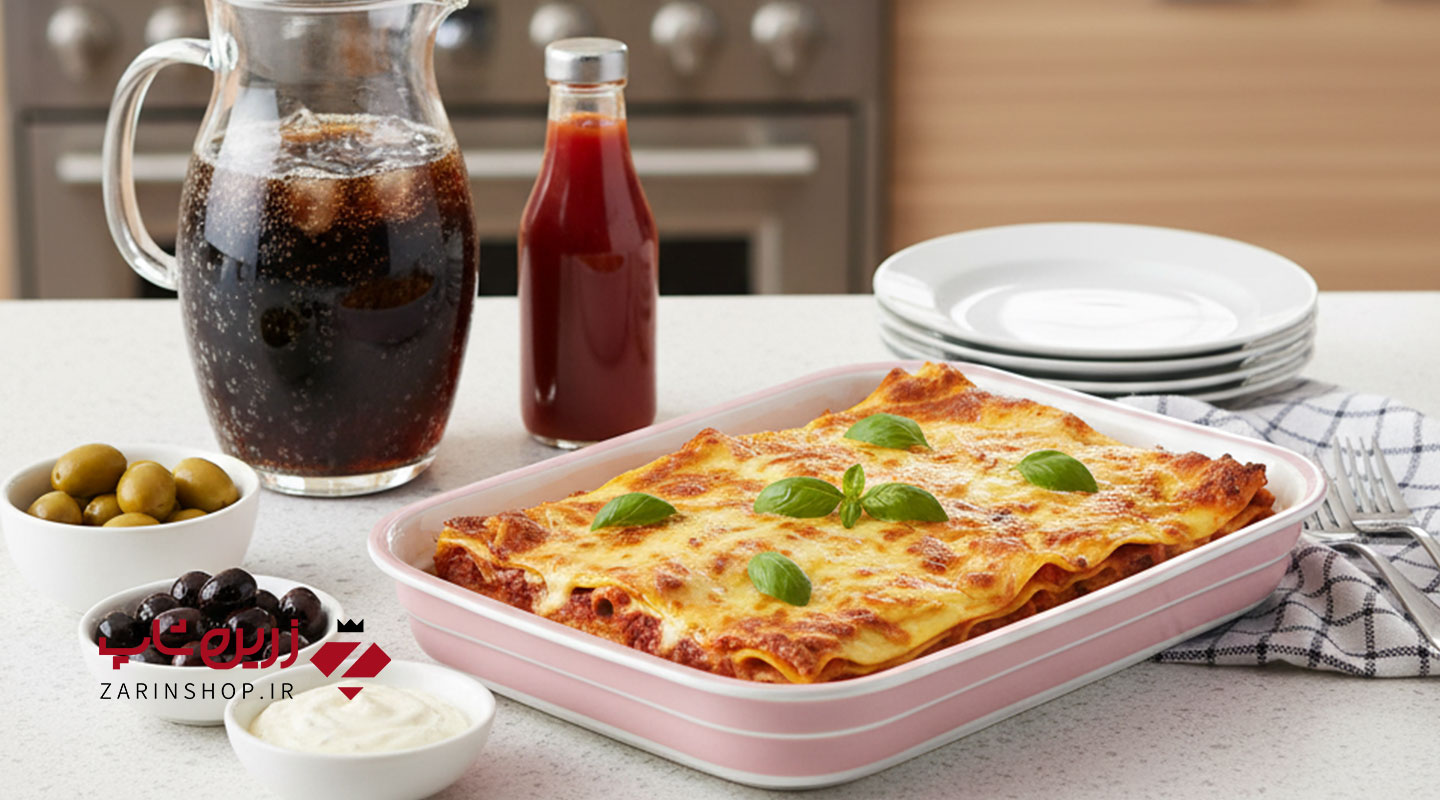 دیس لازانیا مستطیل پاستل صورتی