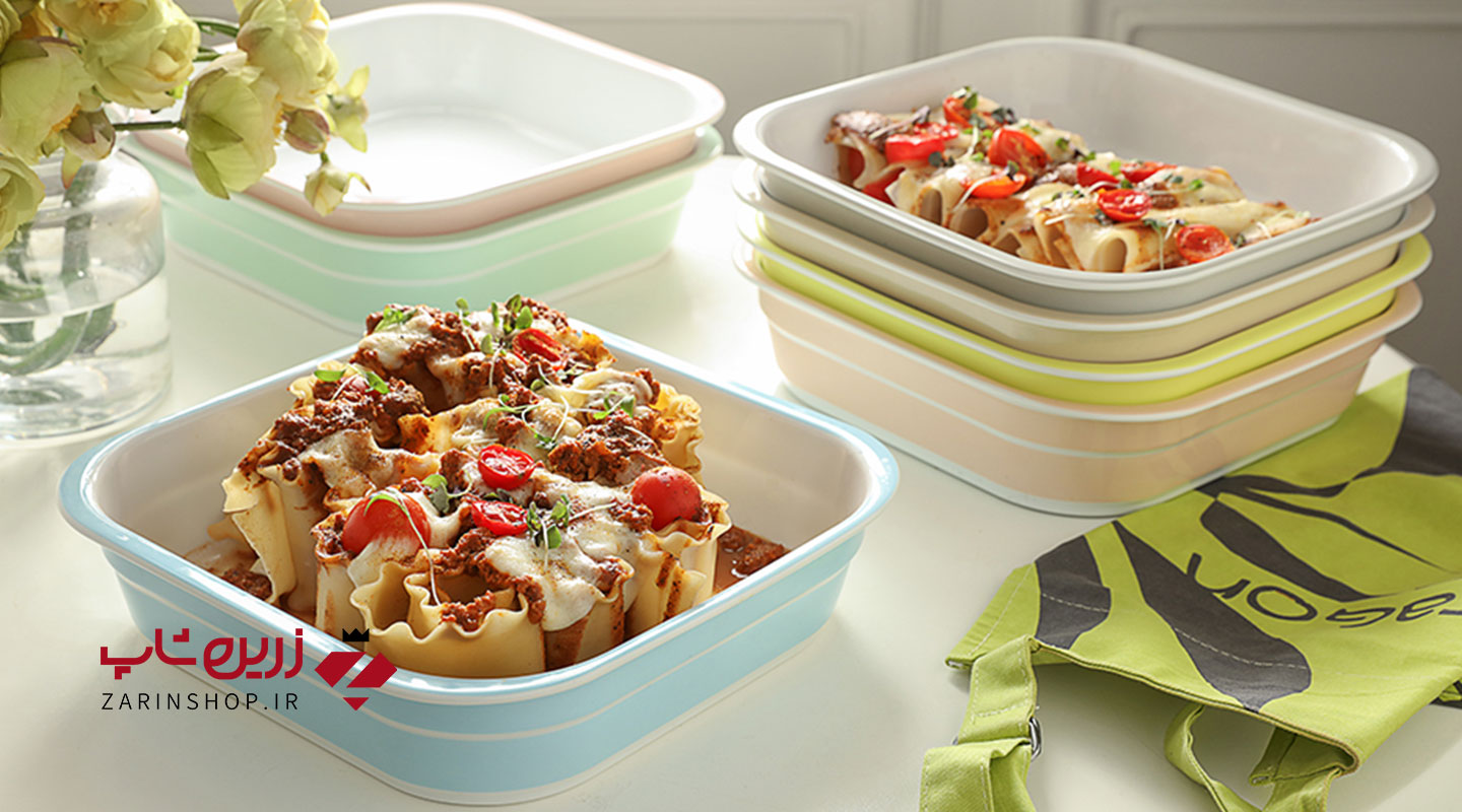 دیس لازانیا مربع پاستل آبی