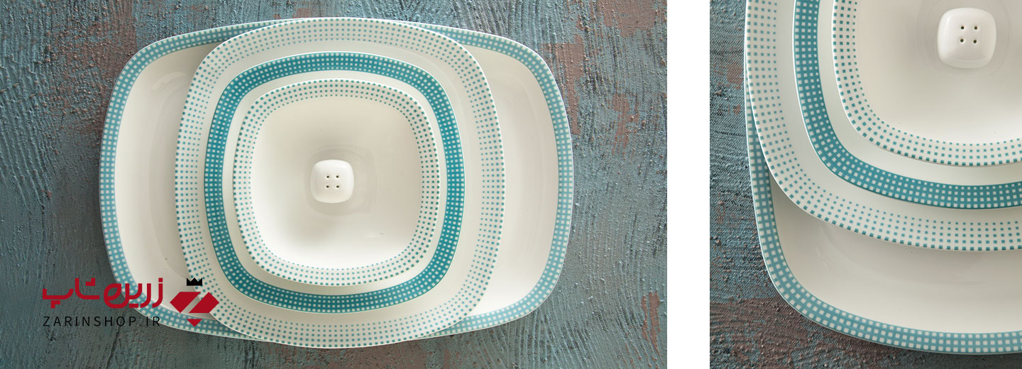 سرویس چینی 27 پارچه غذاخوری مون بلان فیروزه ای