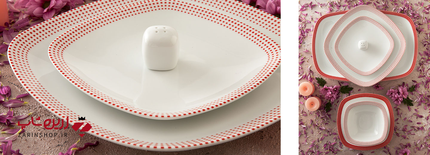 سرویس چینی 27 پارچه غذاخوری مون بلان قرمز