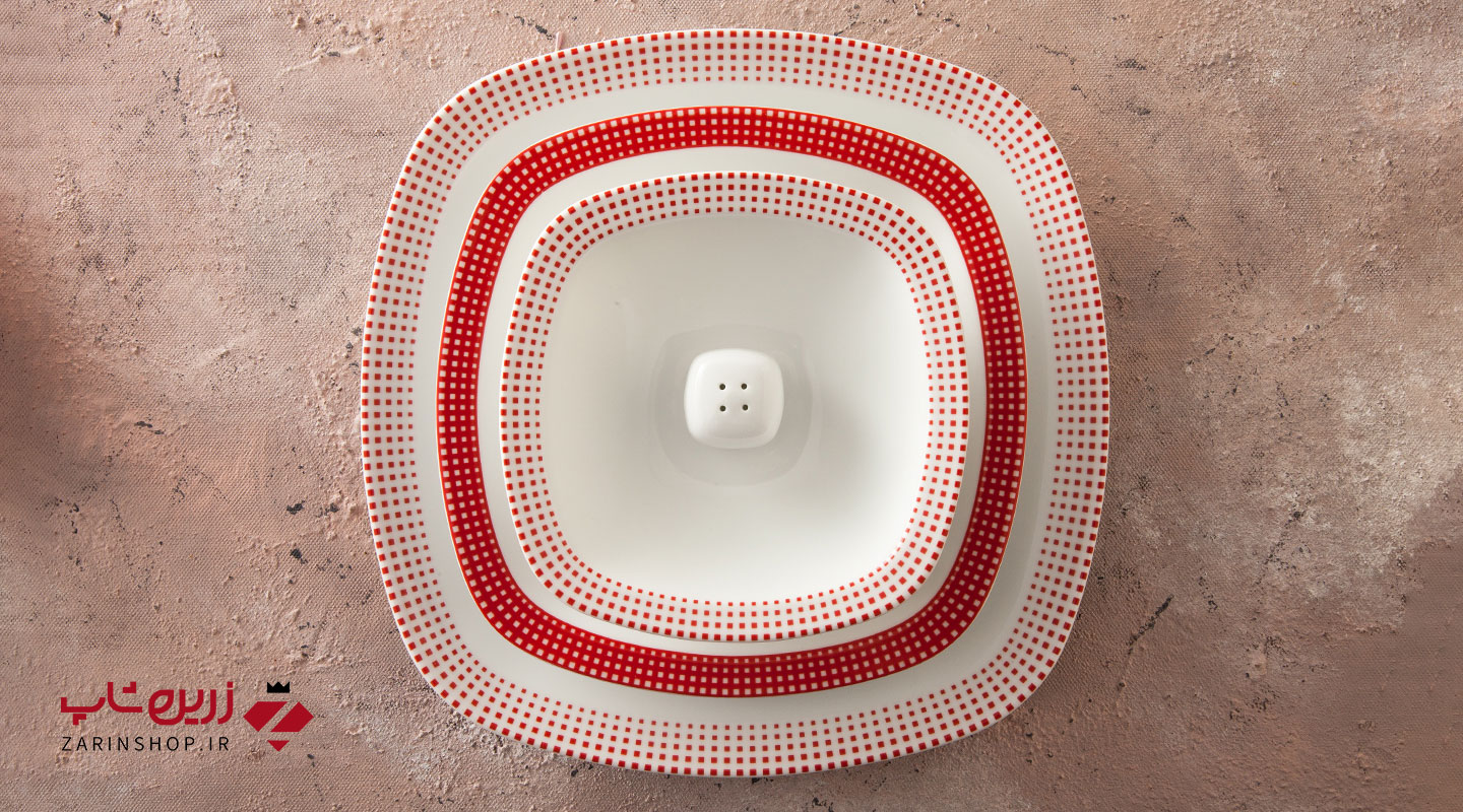 سرویس چینی 27 پارچه غذاخوری مون بلان قرمز