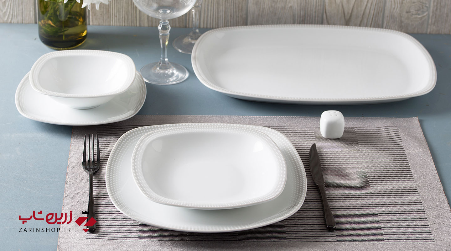 سرویس چینی 27 پارچه غذاخوری مون بلان طوسی