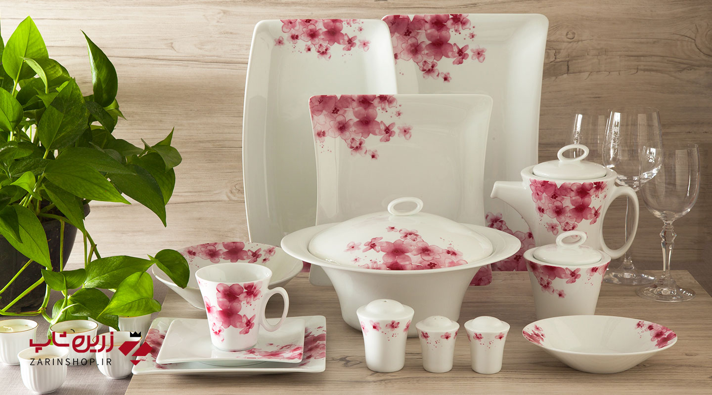 سرویس چینی 30 پارچه غذاخوری آزالیا پینک