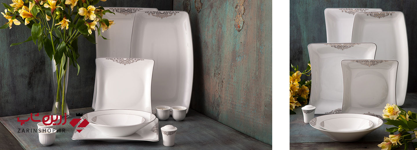 سرویس چینی 30 پارچه غذاخوری مهرگان پلاتینی