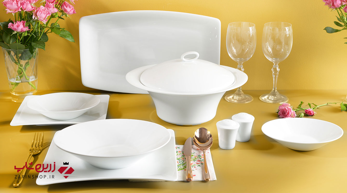 سرویس چینی 30 پارچه غذاخوری سفید