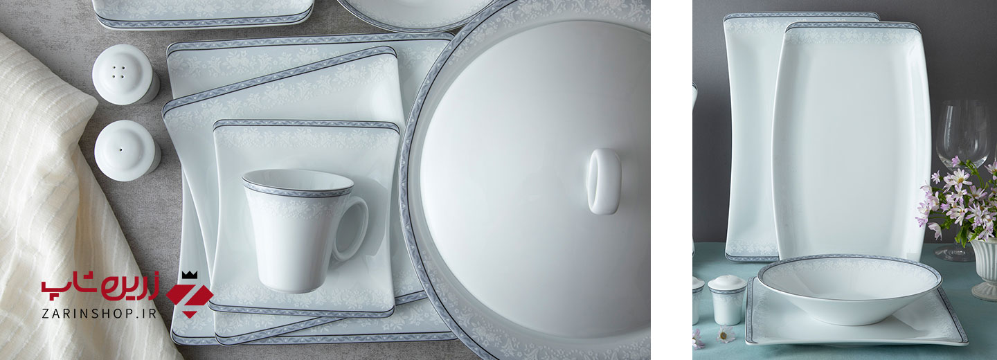 سرویس چینی 30 پارچه غذاخوری وایت رز