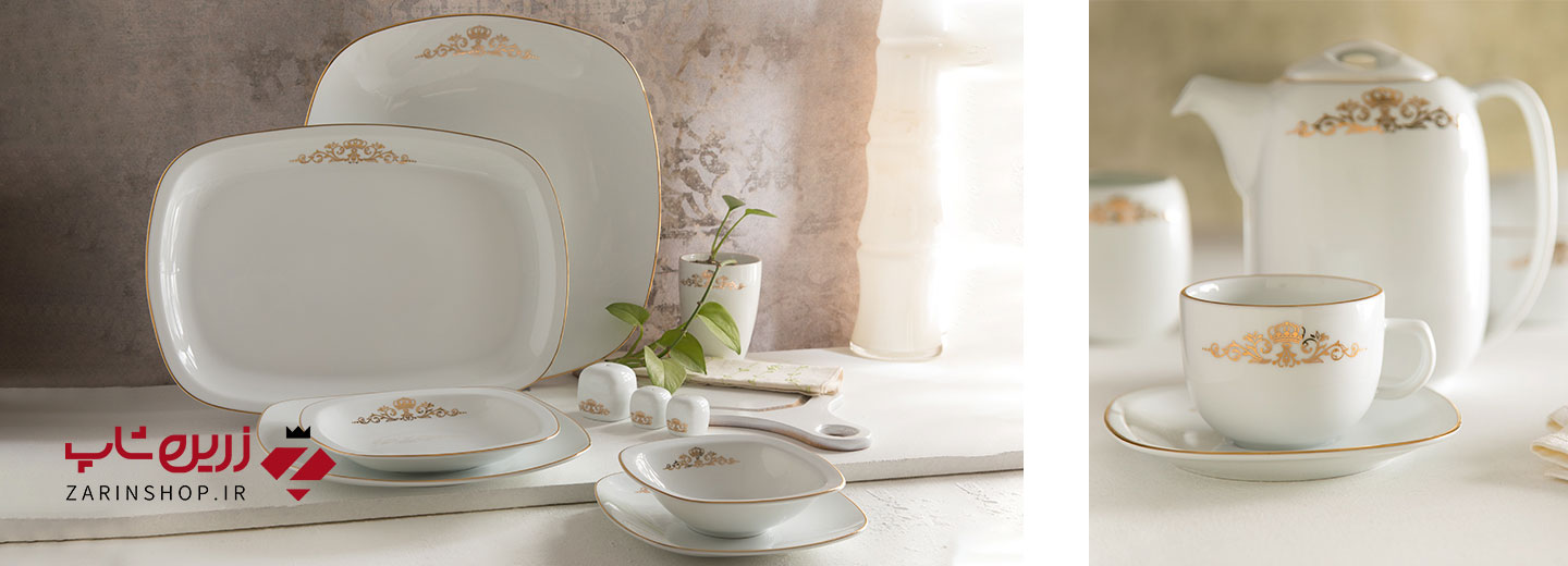 سرویس چینی 98 پارچه کامل کوئین طلایی